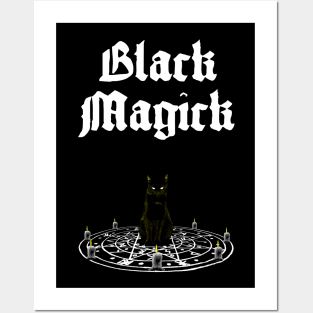 Black Magick - Black Cat Ritual Circle Posters and Art